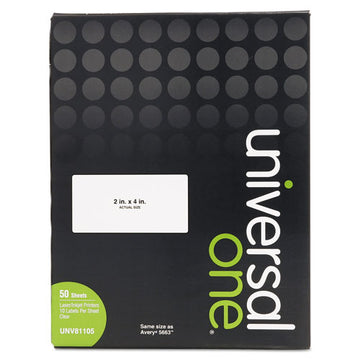 Universal® Deluxe Clear Labels, Inkjet-laser Printers, 2 X 4, Clear, 10-sheet, 50 Sheets-box freeshipping - TVN Wholesale